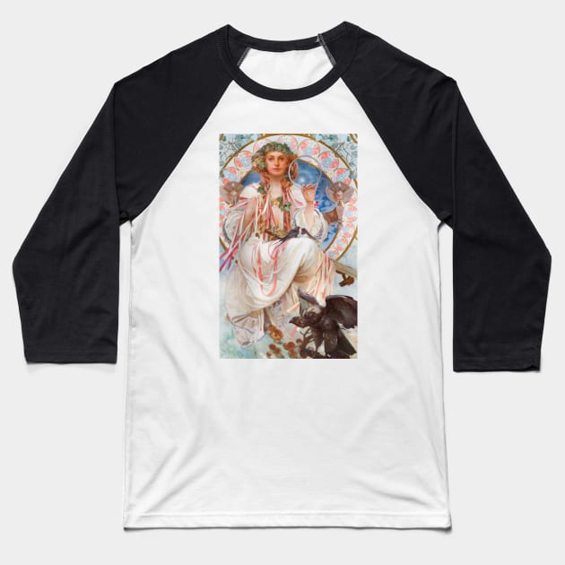 Slavic, Mucha 01 Baseball T-Shirt by immortalpeaches